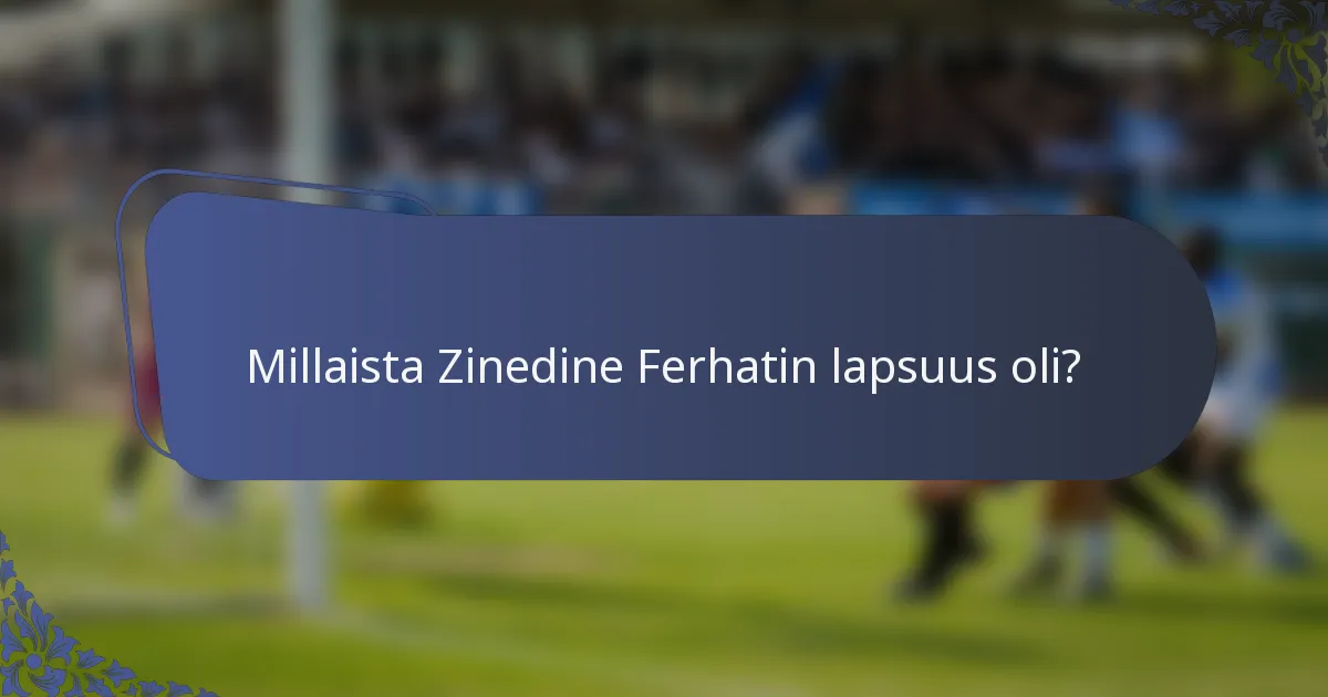 Millaista Zinedine Ferhatin lapsuus oli?