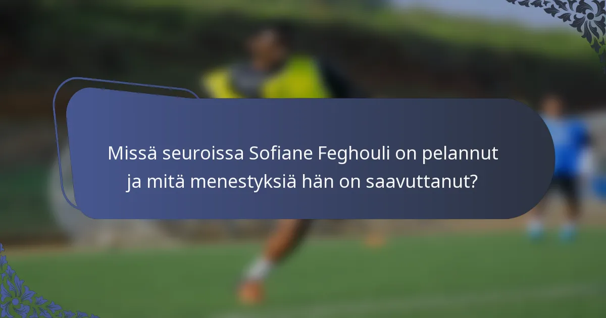 Missä seuroissa Sofiane Feghouli on pelannut ja mitä menestyksiä hän on saavuttanut?